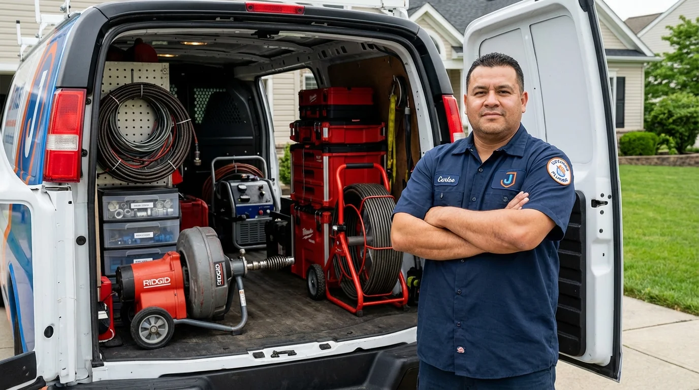 Professional drain cleaning equipment and Johns Plumbing LLC plumber in Banning