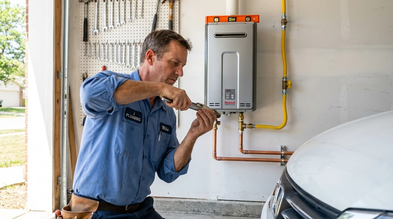 Tankless water heater installation by a Johns Plumbing LLC plumber in Banning